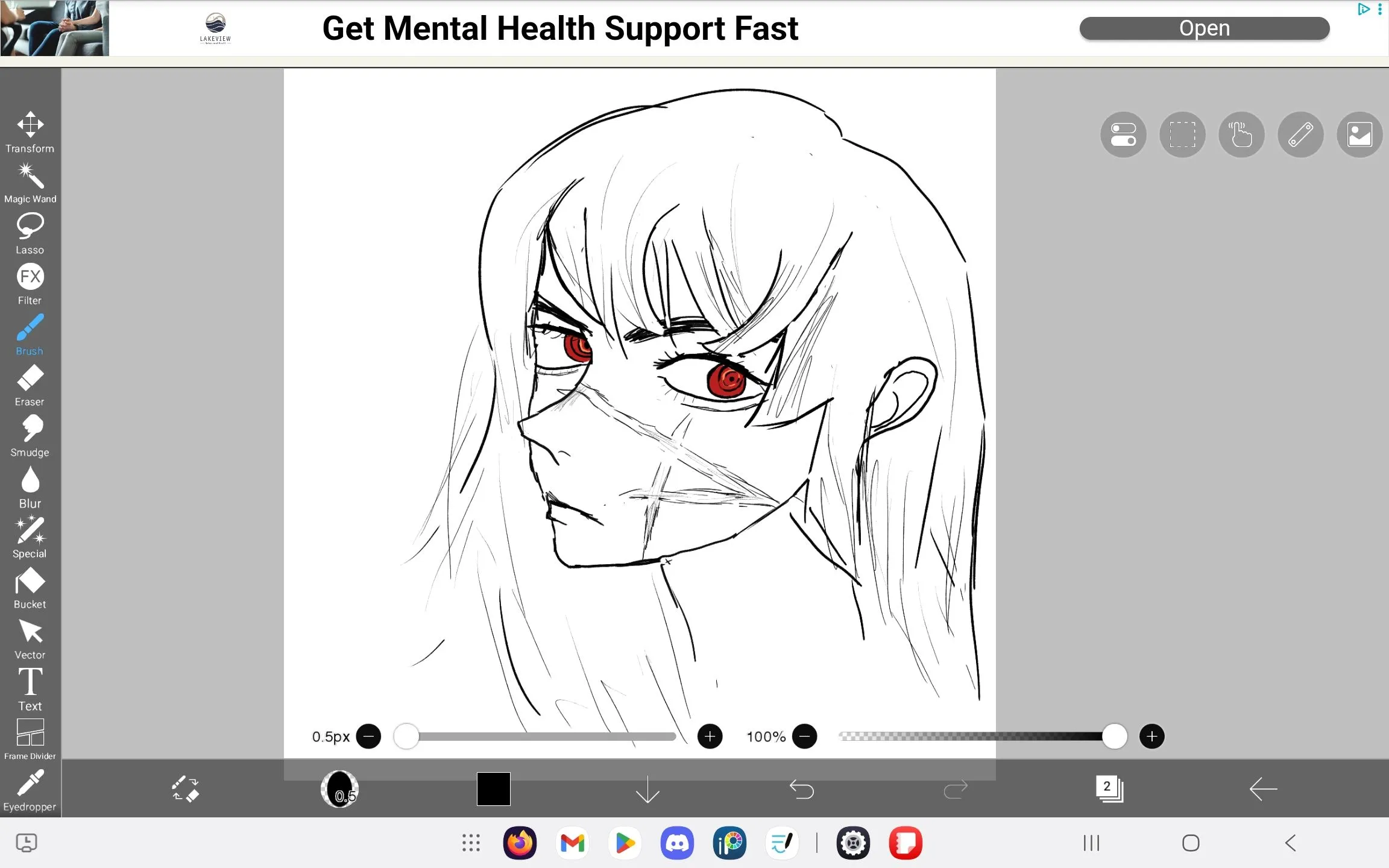 An improved drawing of Asa from Chainsaw Man